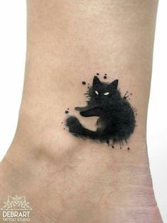 Watercolor Tattoos: Origins, Techniques, Artists and Aging | Tattoodo Ankle Tattoo Cross, Ankle Tattoo Cover Up, Inner Ankle Tattoos, Back Of Ankle Tattoo, Butterfly Ankle Tattoos, Black Cat Tattoo, Ankle Tattoo Designs, Ankle Tattoos For Women, Black Cat Tattoos