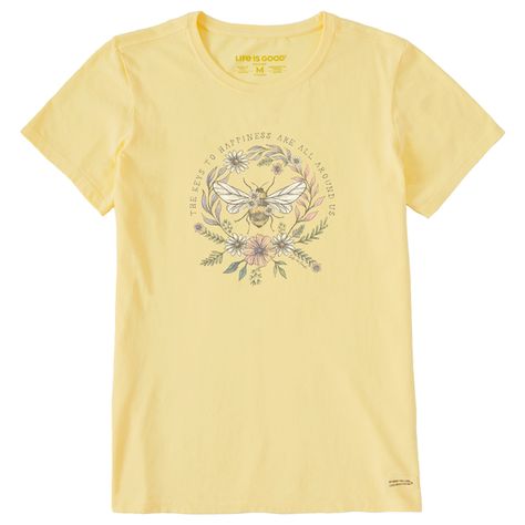 Women's Dreamy Bee Happiness All Around Crusher Tee Bee Tshirt, Recycled Tote, Sea Bags, Yellow Violet, Beach Chair Umbrella, Henley Tee, Graphic Tees Vintage, Matching Tees, Ladies Tee Shirts