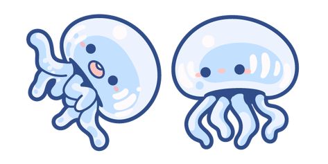 Cute Mouse Cursor Png, Blubber Jellyfish, Kawaii Jellyfish, Crystal Jellyfish, Custom Cursor, Blue Jellyfish, Chrome Web, Cute Mouse, Art Inspiration Painting