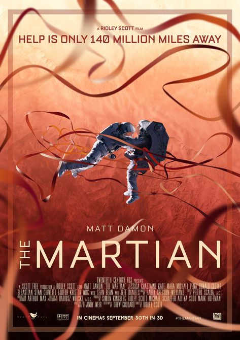 The Martian Film, Space Movies, Film Poster Design, Ridley Scott, Movie Posters Design, Matt Damon, Alternative Movie Posters, Movie Poster Art, Film Posters