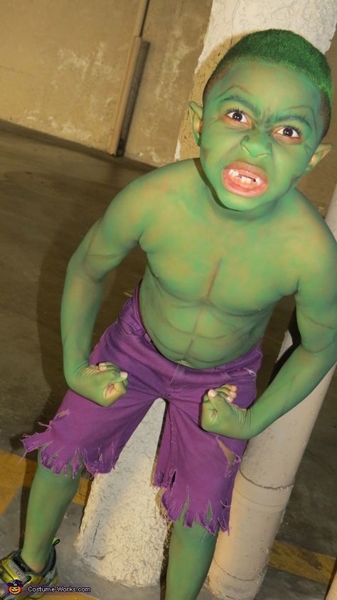 Avenger Family Costumes, Hulk Halloween Costume, Incredible Hulk Costume, Unique Diy Costumes, Hulk Kids, Boys Halloween Costumes Diy, Avengers Family, Family Costumes Diy, Hulk Costume