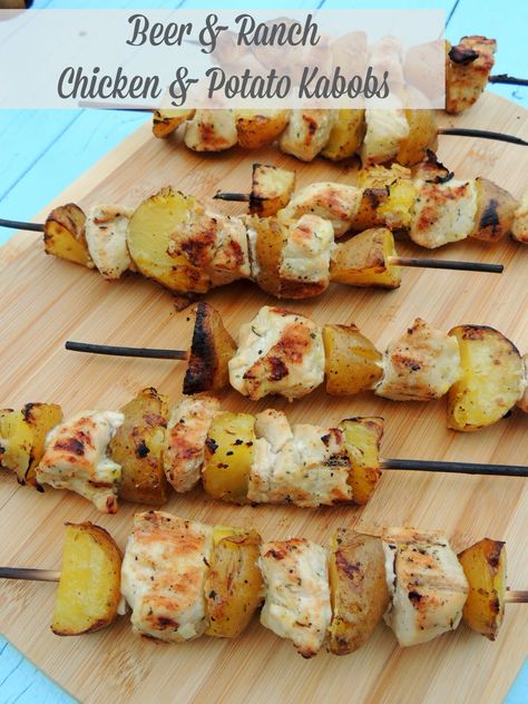 Chicken And Potato Kabobs, Potato Kabobs, Barbecue Sides, Chicken And Potato, Chicken Potato, Kabob Recipes, Skewer Recipes, Kebab Recipes, Chicken Kabobs