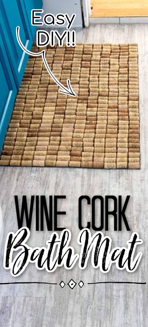 What a fun way to use up wine corks! Make an upcycled floor mat. Perfect bathroom or kitchen accessory! Includes tips for how to cut the corks and best adhesives to use. Cottage Bathroom Remodel, Cork Bath Mat, Diy Bath Mats, Coastal Cottage Bathroom, Wine Cork Diy Projects, Bath Mat Diy, Cork Diy Projects, Cork Crafts Christmas, Cozy Diy