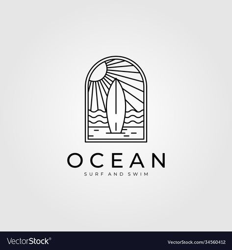 Ocean surf line art logo design beach logo design vector image Beach Logos Ideas, Surfing Logo Design, Beach Logo Ideas, Surf Logo Design Ideas, Beach Logo Design Ideas, Surf Brand Logo, Surf Logo Design, Ocean Logo Design, Surf Branding