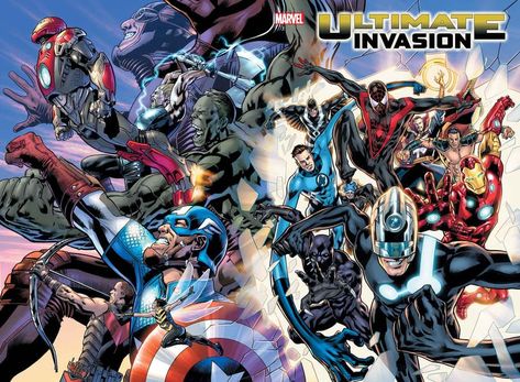 A Universe, Created Anew in 'Ultimate Invasion' #1 | Marvel Marvel Ultimate Universe, Bryan Hitch, Minor Threat, Kang The Conqueror, Mister Fantastic, Ultimate Marvel, Free Comic Books, Univers Marvel, Paintings Abstract