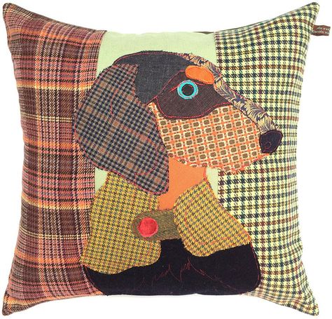 Carola van Dyke - Franz the Dachshund Cushion Modern Upholstery Fabric, Applique Cushions, Dachshund Funny, Dog Day Afternoon, Dog Quilts, Dog Cushions, Warm Colour Palette, Dachshund Love, Weiner Dog