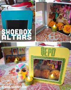 Easy-to-Make #DayoftheDead Mini Altars and Shrines #diadelosmuertos Shoebox Altar, Day Of The Dead Crafts, Diy Day Of The Dead, Day Of The Dead Diy, Dia De Los Muertos Decorations Ideas, Day Of The Dead Party, Altar Ideas, Mini Altar, Den Mrtvých