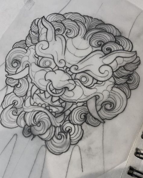 Japanese Tattoo Cherry Blossom, Traditional Japanese Tattoo Sleeve, Foo Dog Tattoo Design, Bodysuit Tattoos, Foo Dog Tattoo, Tattoos Traditional, Borneo Tattoo, Japanese Tattoo Symbols, Marquesan Tattoos