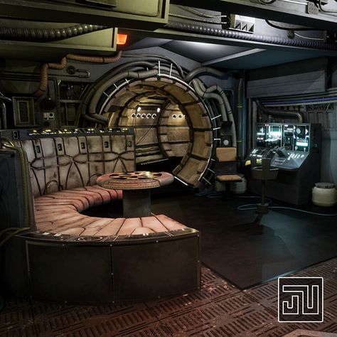 Star Wars Man Cave, Cyberpunk Room, Movie Theater Rooms, Interior Environment, The Millennium Falcon, Star Wars Room, Environment Art, Theatre Room, Star Wars Inspired