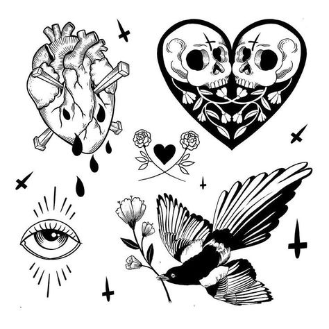 Sacred Heart Tattoos, Flash Tattoo Designs, Tattoo Flash Sheet, Dark Art Tattoo, Dark Tattoo, Tattoo Flash Art, Flash Art, Tattoo Design Drawings, Old School Tattoo