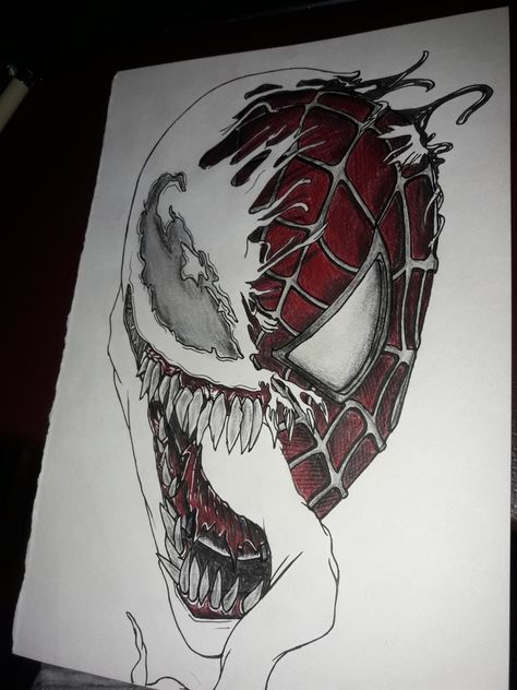 Follow me on instagram @art.sp_ Half Spider Man Half Venom Drawing, Cool Spiderman Drawings, Venom And Spiderman Drawing, Spider Man And Venom Drawing, Spiderman And Venom Drawing, Venom Drawing Sketch, Venom Drawing Easy, Venom Art Drawing, Spiderman Drawing Sketches