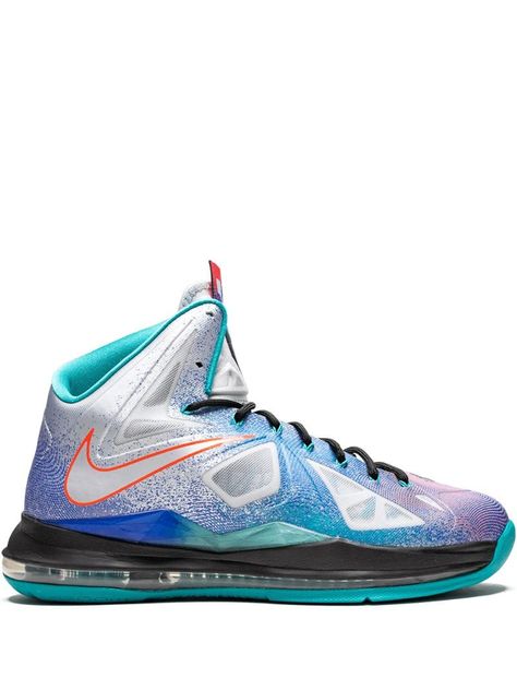 NIKE NIKE LEBRON 10 HI-TOP SNEAKERS - BLAU. #nike #shoes Graphic Overlay, Retro Jordans 11, Nike Elite Socks, Turquoise And Black, Nike T, Nike Air Jordans, Nike Basketball Shoes, Mens Nike Shoes, Nike Lebron