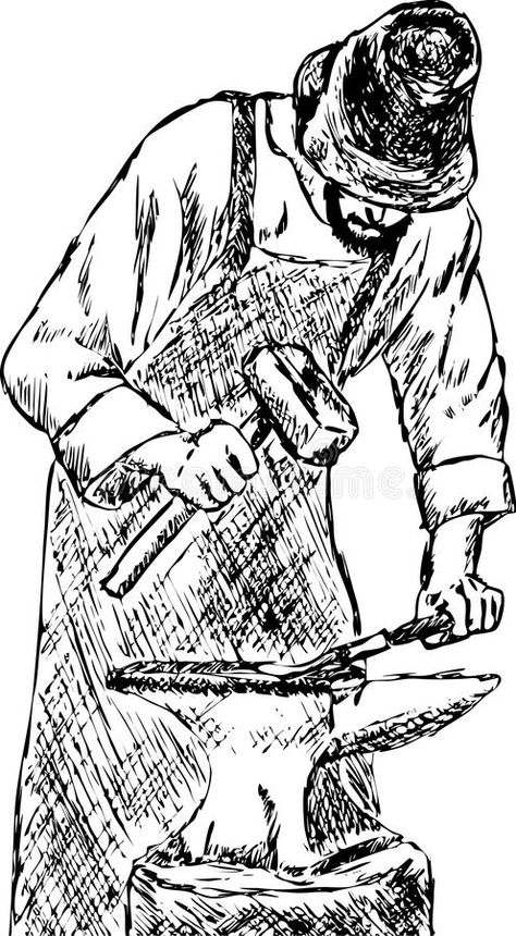 Blacksmith. Vector - blacksmith with hammer isolated on background #Sponsored , #affiliate, #SPONSORED, #Vector, #background, #isolated, #Blacksmith Blacksmith Drawing Reference, Blacksmith Reference, Blacksmith Drawing, Hammer Drawing, Blacksmith Workshop, Tarpaulin Design, Blacksmith Hammer, Sketches Simple, Drawing Templates