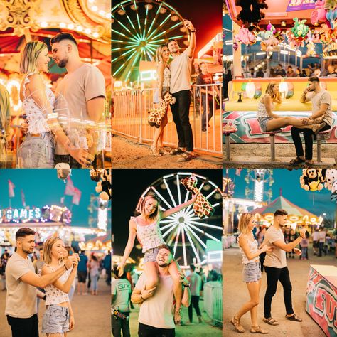 Amusement Park Prenup, State Fair Engagement Photos, Engagement Photos Fair, County Fair Engagement Photos, Fair Maternity Pictures, Carnival Engagement Photos, Fair Couples Photoshoot, State Fair Photoshoot, Fair Senior Pictures