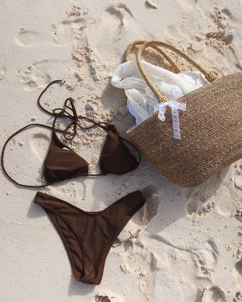 a brown moment 🥥🤎 new arrivals tonight at 5pm est!! 💌 #brownbikini #smallbusiness #boutiqueshopping #affordablebikini #summerbikini #vacayinspo Tropical Bikinis, Summer Bikinis, Matching Top, High Cut, Cut And Style, Mocha, Set Dress, One Piece Swimsuit, Topshop