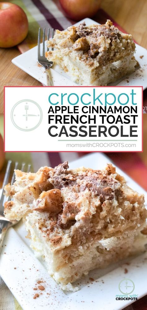 A slow cooker fall breakfast that you must try! This #Crockpot Apple Cinnamon French Toast Casserole #Recipe with a little bit of maple syrup is perfection. Cinnamon French Toast Casserole, Crockpot Casseroles, Apple Cinnamon French Toast, Lazy Cooking, Apple French Toast Casserole, Crockpot French Toast, Casserole Crockpot, French Toast Casserole Recipe, Crockpot Apple