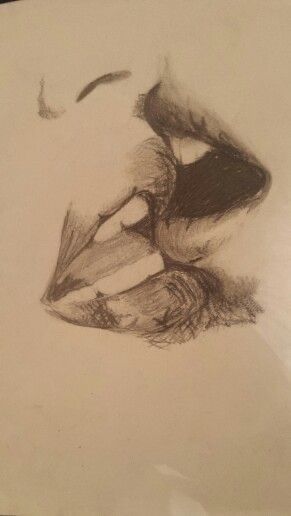 Kiss Mouth Drawing, Kissing Mouth Sketch, Kissing Lips Sketch Simple, Drawing Ideas People Kissing, Kissing Painting Simple, Two Mouths Kissing Drawing, Art Sketches Kiss, Lip Locking Kiss Drawing, Two Kissing Lips Drawing