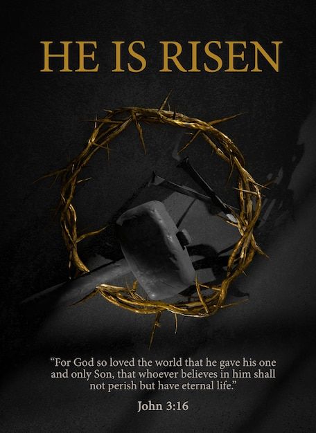 He is risen easter poster design jesus c... | Premium Psd #Freepik #psd #crucifixion #resurrection #sacrifice #good-friday Christ Crown, Easter Poster Design, He Is Risen Easter, Christian Photos, Christian Graphic Design, Easter Poster, Wallpaper Bible, Christ Is Risen, Bible Images