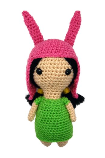 Crochet Bob, Belcher Family, Louise Belcher, Doll Base, Rainbow Loom Rubber Bands, Sewing Hats, Light Green Dress, Bob S, Crochet Toys Free