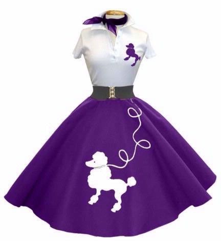 Purple poodle skirt maybe without the belt and pocket poodle Grease Costume, 50s Theme, Poodle Skirts, 50s Outfits, Sock Hop, Poodle Skirt, 50s Style, No Rain, Purple Love