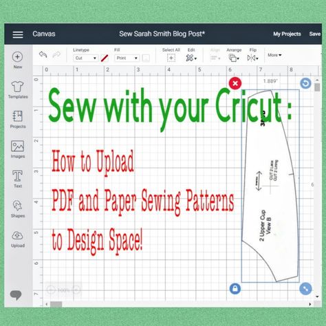 Sew with your Cricut : How to Convert and Upload PDF and Paper Sewing Patterns into Design Space | Cricket Maker, Projet Cricut, Sewing Pattern Pieces, Homemade Decorations, Cricut Hacks, Paper Sewing, Sewing Templates, Bra Pattern, Paper Sewing Patterns