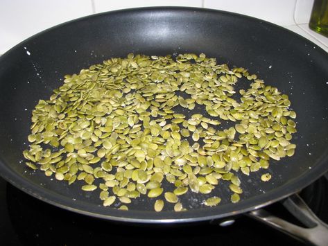 Pepitas – Toasted Pumpkin Seeds – A Mexican Tradition – Bravado Cooking Mexican Traditions, Toasted Pumpkin Seeds, Epiphany, Pumpkin Seeds, Frying Pan, Frying, How To Dry Basil, Basil, Toast