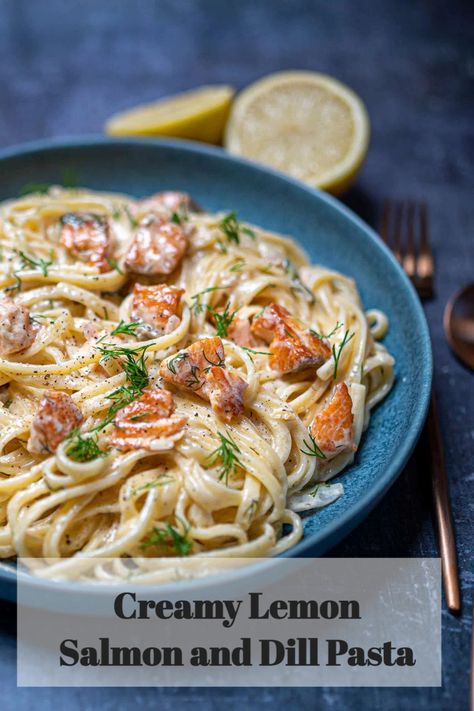 Looking for a creamy lemon salmon and dill pasta recipe that you can have ready in less than 30 minutes? You’ve just found it! This lemony salmon pasta is the perfect choice for date night or simply when you want a restaurant-worthy dish to treat yourself. Creamy Lemon Salmon, Pasta With Dill, Dill Pasta, Salmon Dill, Lemon Dill Salmon, Dill Sauce For Salmon, Creamy Salmon Pasta, Salmon Pasta Recipes, Vegetarian Lasagne