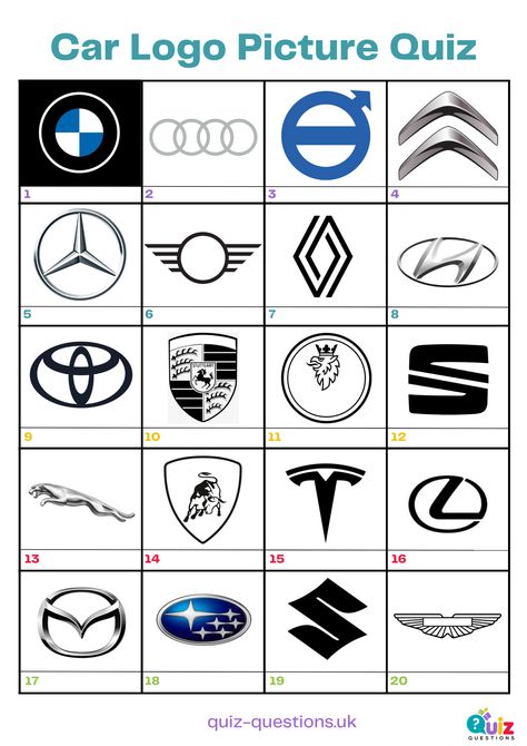 Car Logo Picture Quiz Christmas Picture Quiz, Car Quiz, Logo Quiz Answers, Guess The Logo, Free Quizzes, Picture Quiz, Emoji Quiz, Car Brands Logos, Logo Quiz