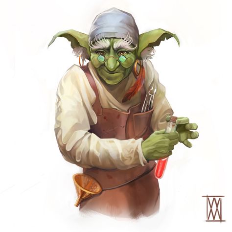 ArtStation - Goblin Doctor, Walker Masuda Funny Goblin Art, Dnd Doctor Character, Old Goblin Dnd, Dnd Doctor, D&d Goblin, Goblin Character Art, Goblin Pirate, Goblin Artificer, Goblin Dnd