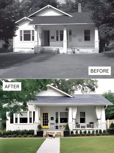 Exterior House Renovation, House Makeovers, House Before And After, Exterior House Remodel, Porch Remodel, Ranch Remodel, House Redesign, Home Exterior Makeover, Exterior Renovation