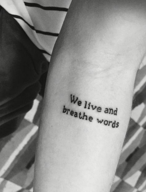 My Will Herondale Quote from Clockwork Prince. Typewriter tattoo. We live and breathe words ❤️ book tattoo. Forearm tattoo Book Quote Tattoos Classic, Will Herondale Tattoo, Shadowhunters Tattoo, Author Tattoo, Tattoo Ideas Book, Typewriter Tattoo, Father Daughter Tattoos, Bookish Tattoos, Good Tattoo Quotes