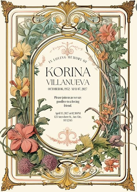 Art Nouveau Wedding Invitation, Art Nouveau Weddings, Digital Invitations Wedding, Etiquette Vintage, Art Nouveau Illustration, Wedding Card Design, Invitation Card Design, Book Cover Art, Vintage Labels