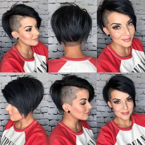 Short Shaved Sides Hairstyles, Short Assymetrical Hair Undercut, Side Shave Pixie, Pixie Cut Undercut, Side Shave, Shaved Pixie, Short Pixie Cuts, Pixie Bob Hairstyles, Shaved Side Hairstyles