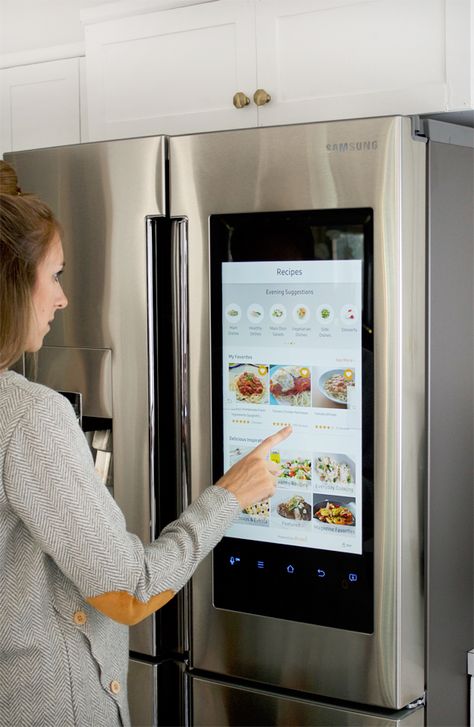 Samsung Family Hub Refrigerator, Samsung Smart Fridge, Family Hub Refrigerator, Fridge Design, Budget Kitchen Makeover, Smart Fridge, Smart Refrigerator, Samsung Fridge, Family Hub