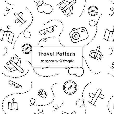 Travel pattern with elements and dash li... | Free Vector #Freepik #freevector #background #pattern #travel #line Travel Pattern, Kids Graphics, Graphic Ideas, Travel Design, Vector Photo, Abstract Shapes, Line Design, Girl Nursery