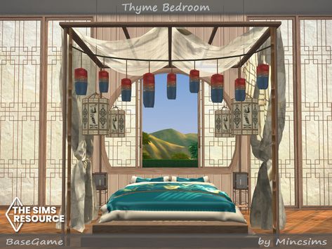 Chinese Bed, Chinese Bedroom, Asian Bedroom, Chinese Home, Sims Packs, Sims 4 Bedroom, Chinese Furniture, Adult Bedroom, Sims 4 Cc Furniture