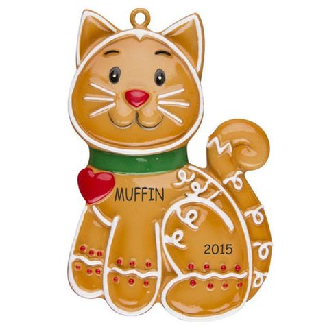 Personalized Ginger-bred Cat Christmas Ornament Gingerbread Cat, Cat Christmas Tree, Cat Christmas Ornaments, Gingerbread Ornaments, Holiday Gift Bag, Cat Holidays, Family Ornament, Christmas 2015, Cat Ornament