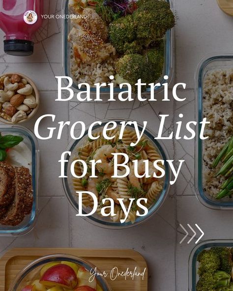 YOUR ONEDERLAND | Bariatric Surgery Mindset & Nutrition on Instagram: "We know, we know - people looooooove to tell you about their favorite protein bars and protein shakes.   Don’t get us wrong. Protein supplements can be incredibly convenient after bariatric surgery.   And in some cases, even an absolute necessity.  But we don’t agree with relying on protein bars and shakes ALONE for the rest of eternity of your bariatric journey.  There comes a point in time where you have to trust yourself around food 💕  And that’s not a cake walk.  But remember this: the end-goal after bariatric surgery is NOT to be fearful around food, but to find some sort of freedom in it.  So, here’s to making more mindful choices after bariatric surgery with “real foods”.  🔥 SAVE this grocery list for inspirati Life After Bariatric Sleeve, Bariatric Shopping List, Bariatric Sleeve Surgery Must Haves, Sleeve Surgery Diet, Vsg Diet, Bariatric Snacks, Bariatric Lifestyle, Bariatric Tips, High Protein Bariatric Recipes