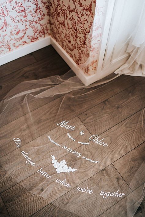 Personalised Embroidered Wedding Veil Bride Holly Rose Weddings #wedding #veil #bridalveil Floral Veils, Beer Garden Wedding, Wedding Veil Ideas, Embroidered Wedding Veil, Veil Embroidery, Black Bridal Veil, Veil Ideas, Village Hall Wedding, Blue White Weddings