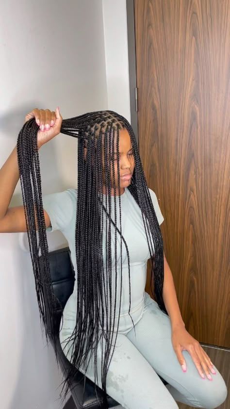 houstonbraidstyle on Instagram: Small Knotless braids + Hip length on this beauty 😻😻😻. 🔴May booking open ! Click the link in my bio to book your appointment 💕. • • • • •… Noteless Braids Black Long, Single Braids Hairstyles, African Soap, Black Box Braids, Small Box Braids, Big Afro, Braided Hairstyles For Black Women Cornrows, Feed In Braids Hairstyles, Single Braids