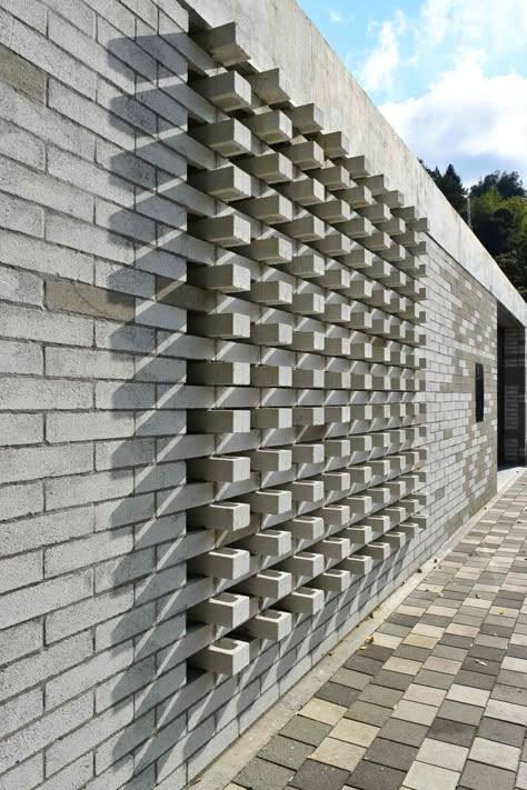 Decorative Concrete Blocks, Concrete Block Walls, House Design Exterior, Brick Masonry, Brick Architecture, Decorative Concrete, Brick Facade, Brick Patterns, Design Exterior