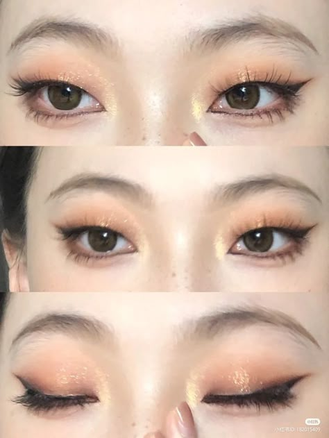 Monolid Winged Eyeliner, Makeup Looks For Monolid Eyes, Douyin Eye Makeup Monolid, Cool Tone Asian Makeup, Monolid Goth Makeup, Prom Makeup Monolid, Makeup Ideas Monolid, Monolid Makeup Korean, Eye Makeup For Monolids