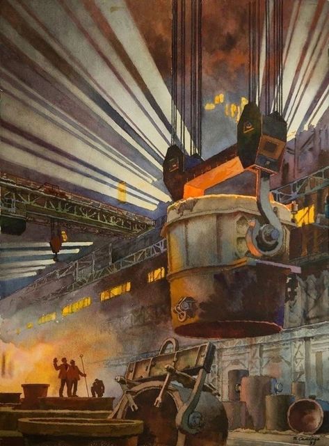 Industrial Paintings, Atlas Shrugged, Soviet Art, Industrial Art, Retro Futuristic, Star Sky, Dieselpunk, Graphic Artist, Metropolis