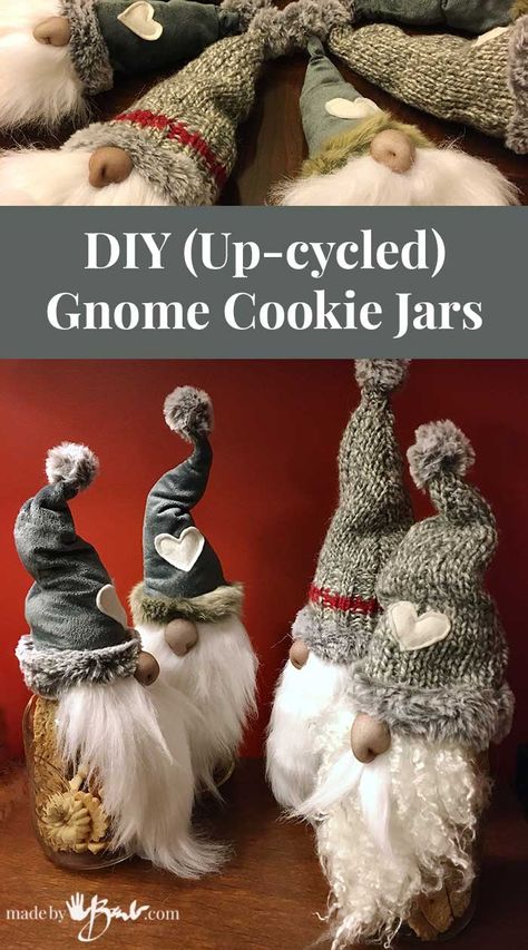 Cookie Jars Diy, Easy Holiday Gifts, Gnome Cookie, Simple Holiday Gifts, Diy Gnome, Easy Crafts To Sell, Gnome Tutorial, Sweet Jars, Gnomes Diy