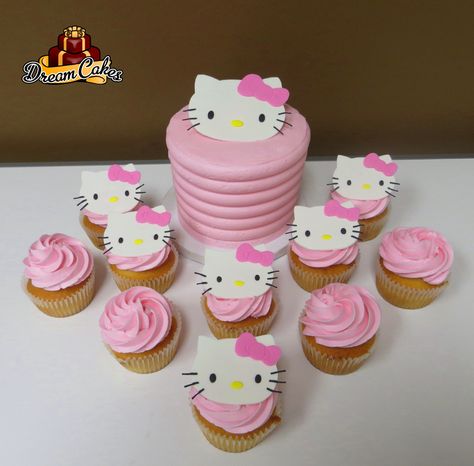 Hello Kitty Smash Cake and cupcakes by Dream Cakes Chicago Hello Kitty Smash Cake, Smash Cake And Cupcakes, Hello Kitty Wedding, Hello Kitty Birthday Party, Hello Kitty Cupcakes, Unicorn Birthday Cake, Kitty Cake, Cake And Cupcakes, Hello Kitty Cake