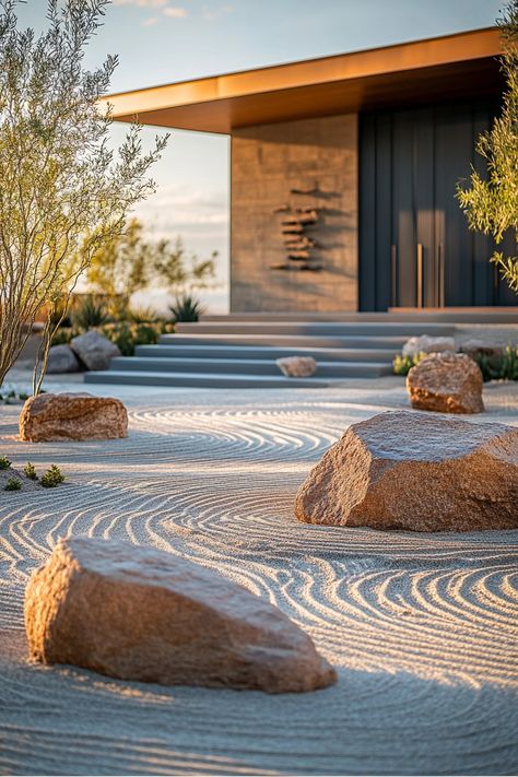 39 Desert Landscape Ideas: Transform Your Arid Outdoor Space Desert Landscape Ideas, Drought Tolerant Grass, Portugal House, Sand Garden, Yucca Tree, Small Water Features, Drought Tolerant Landscape, Desert Environment, Desert Landscapes