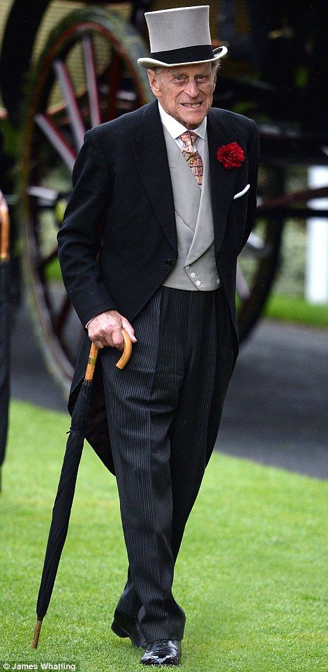 Dressed to the nines: Prince Philip looked smart in a morning suit and waistcoat 20 June 2015 Elizabeth Queen Of England, Morning Suit, Queen And Prince Phillip, Morning Coat, Morning Suits, Reine Elizabeth Ii, 20 June, Prince Phillip, Isabel Ii