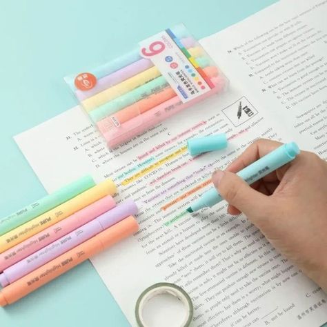 💖 6Pcs/set Pastel Color Macaron Highlighter Pen Marker Pens Fluorescent Pen Drawing Highlighters Cute Stationery School Supplies 💖 by Samag Shop At cheap price 🤑 Shop now 🛍️ at https://tinyurl.com/2h34nwlx Cute Stationery School Supplies, Cute Markers, Pen Highlighter, Stationery School Supplies, Stationery School, Highlighter Pen, Cute Stationery, Marker Pen, Pen Sets