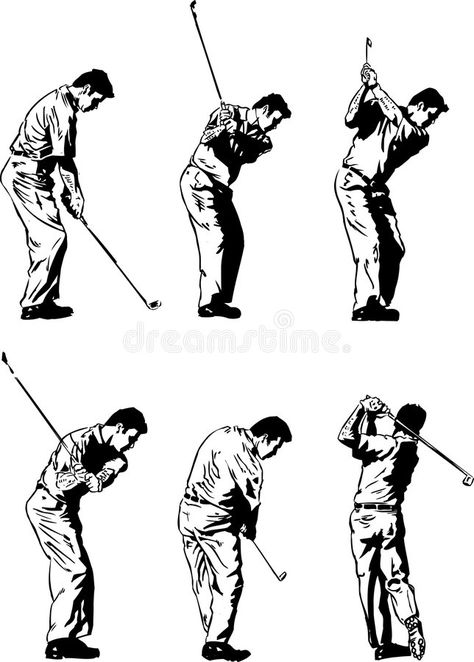 Swing Illustration, Golf Illustration, Golf Drawing, Motion Illustration, Classic Golf, Golf Design, Ink Illustration, Vector Portrait, Anatomy Drawing