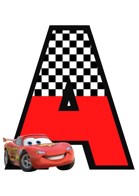 Learn how to make Disney Cars themed letters in this tutorial. Super easy! Cars Classroom Theme Disney, Cars Letters Printable, Disney Cars Printables, Car Happy Birthday, Letter Standee, Disney Cars Theme, Vintage Car Party, Pixar Cars Birthday, Car Letter